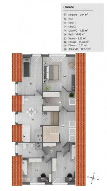 Grundriss OG (Teilung) Modernes A+ Einfamilienhaus Hamburg-Wellingsb�ttel Alstertal