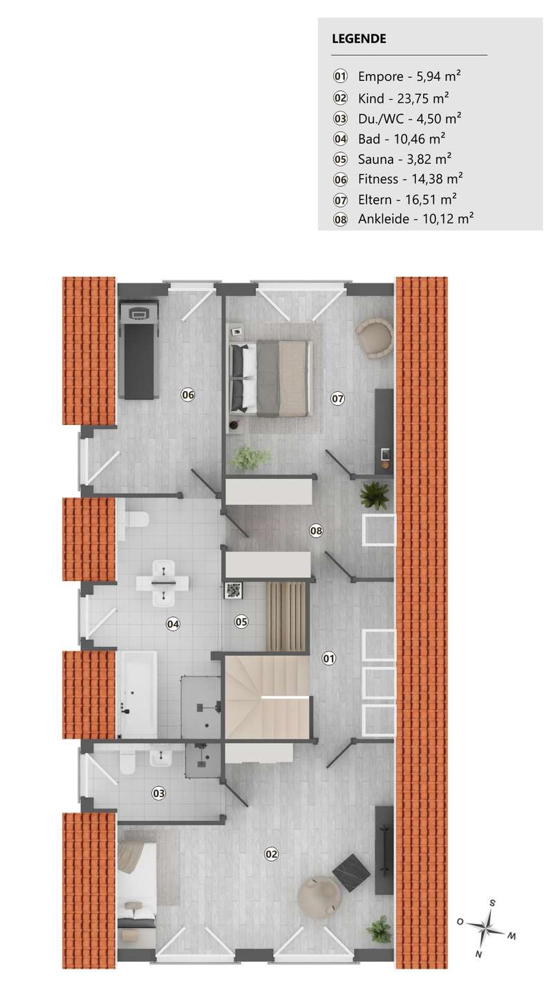 Grundriss OG Einfamilienhaus Hamburg